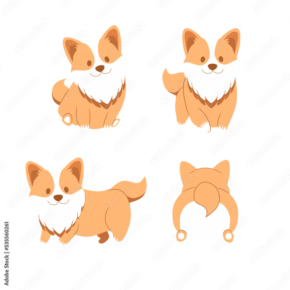 Set of corgi dog pose vector design