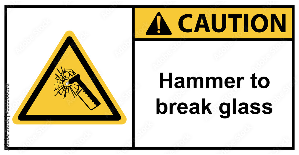 Warning for glass smashing storage areas.,Sign caution Warning for glass smashing storage areas.,Sign caution