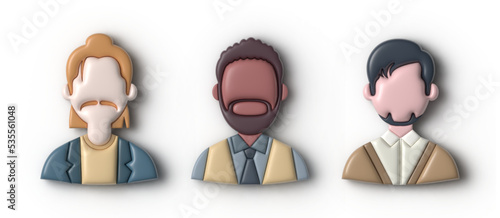 Set of vector 3d avatars. Stylish people. Element for design and illustrations. bubble style. Mens, office, lifestyle.