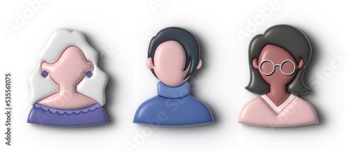 Set of vector 3d avatars. Stylish people. Element for design and illustrations. bubble style.  Womans and mans lifestyle. 