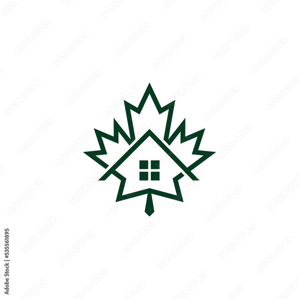 green leaf home window simple geometric logo vector green leaf home window simple geometric logo vector