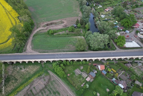 Louny Czechia aerial landscape view of historical old city Louny Ceske stredohori Czech republic panorama church and old houses and fortifications	
