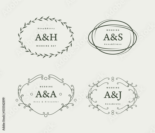 Wedding monograms. Set of vintage vector templates.