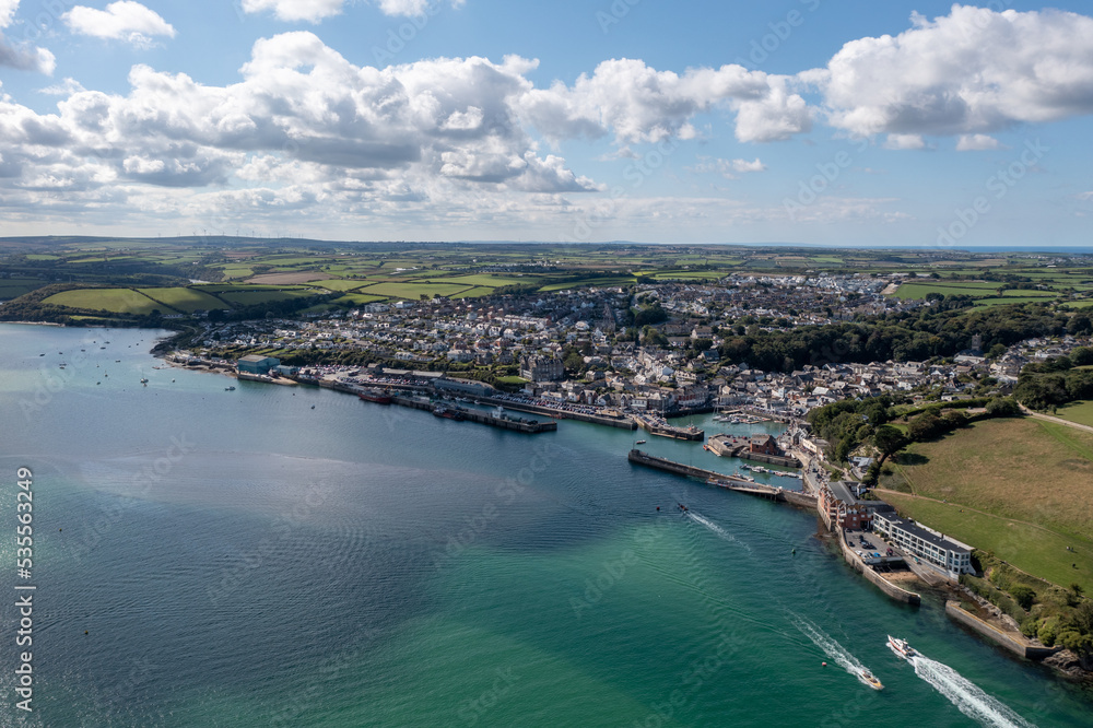 Aerial view of Padstow town and harbour in Cornwall Aerial view of Padstow town and harbour in Cornwall