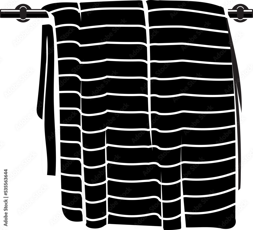 Black towel silhouette. Handcloth hanging. Fabric icon Black towel silhouette. Handcloth hanging. Fabric icon