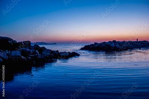 Sunrise on the beach of el Marenyet, Cullera, Valencia, Alicante, Spain photo