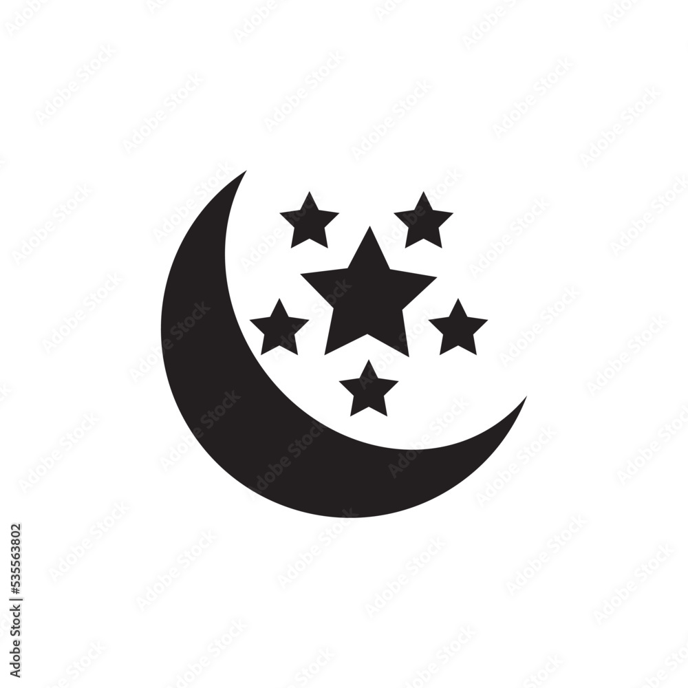 Moon And Star Icon Vector Illustration Moon And Star Icon Vector Illustration