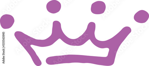 Princess crown icon. Hand drawn brush stroke logo