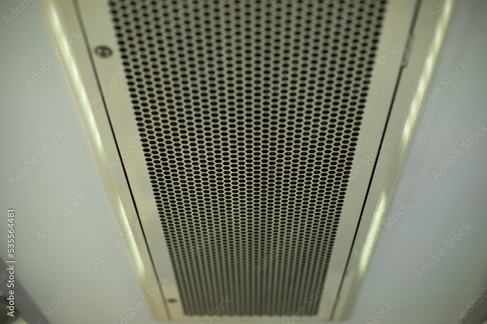 Air conditioning on ceiling of bus. Hatch in transport. Bus was flown. Air conditioning on ceiling of bus. Hatch in transport. Bus was flown.