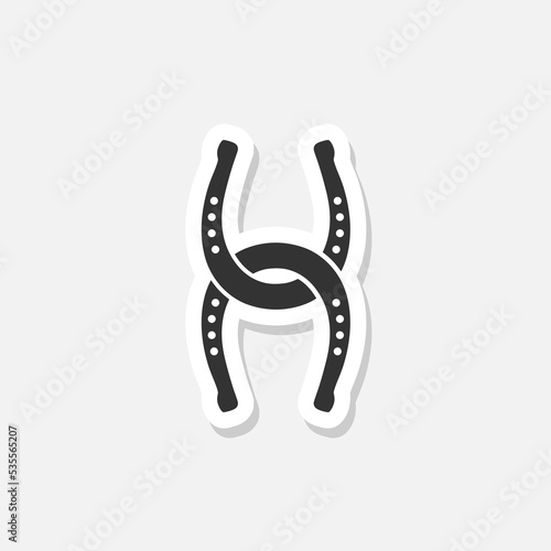 Horseshoe logo sticker isolated on white background