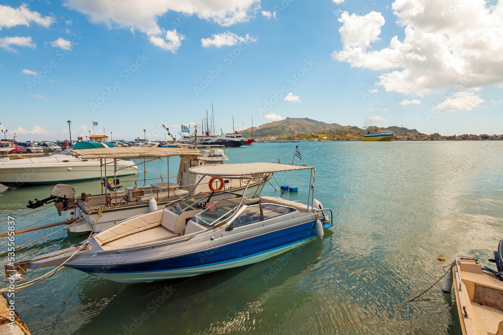 Marina with boats in Zakynthos town, Greece
