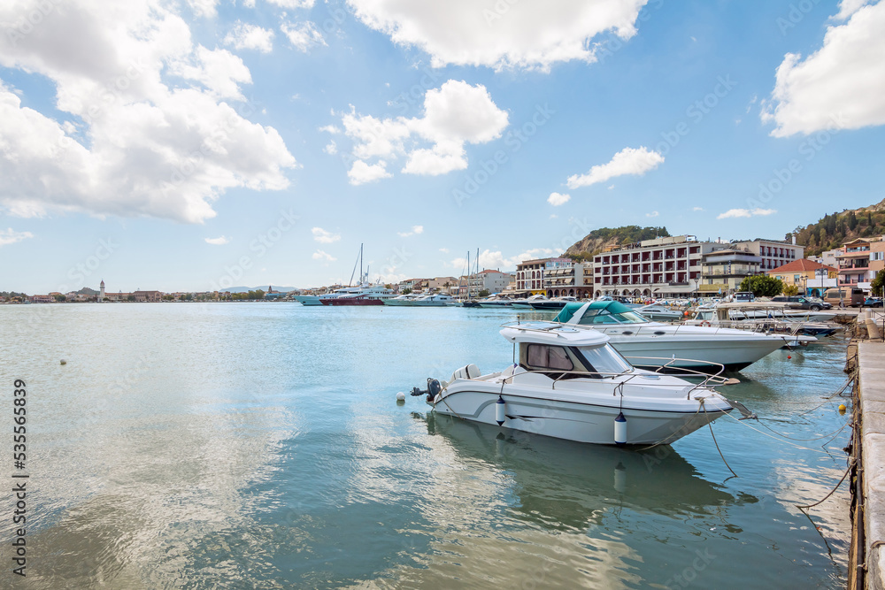 Fototapeta premium Marina with boats in Zakynthos town, Greece