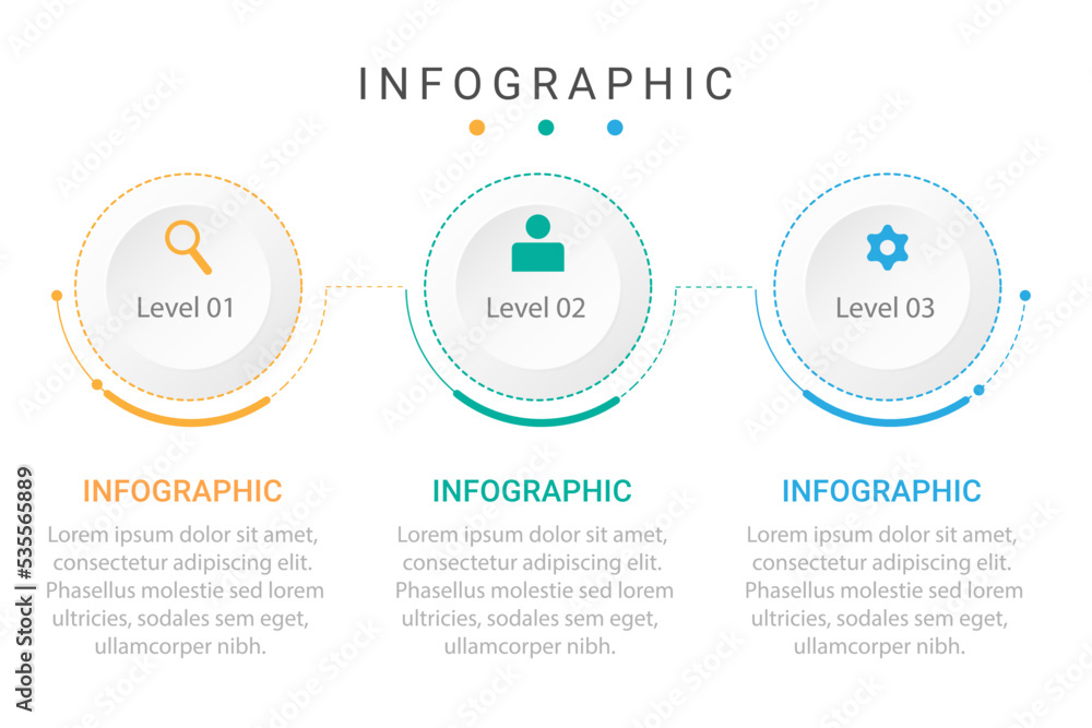 Vector infographic design template with 3 level or steps or options Vector infographic design template with 3 level or steps or options