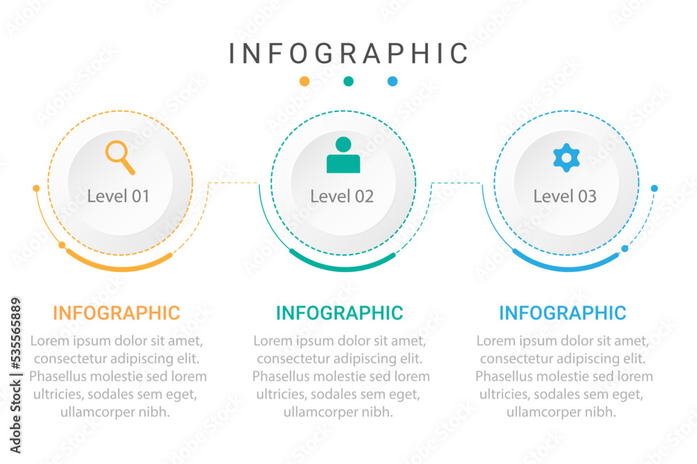 Vector infographic design template with 3 level or steps or options