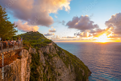 Romantic sunset on Zakynthos  Ionic Islands  Kampi  Greece 