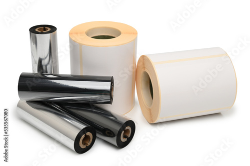 Rroll wax ribbon for thermal transfer printer in core and thermal labels