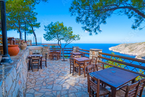 Romantic terrace at a restaurant on Zakynthos (Ionic Islands, Kampi, Greece) © johnkruger1