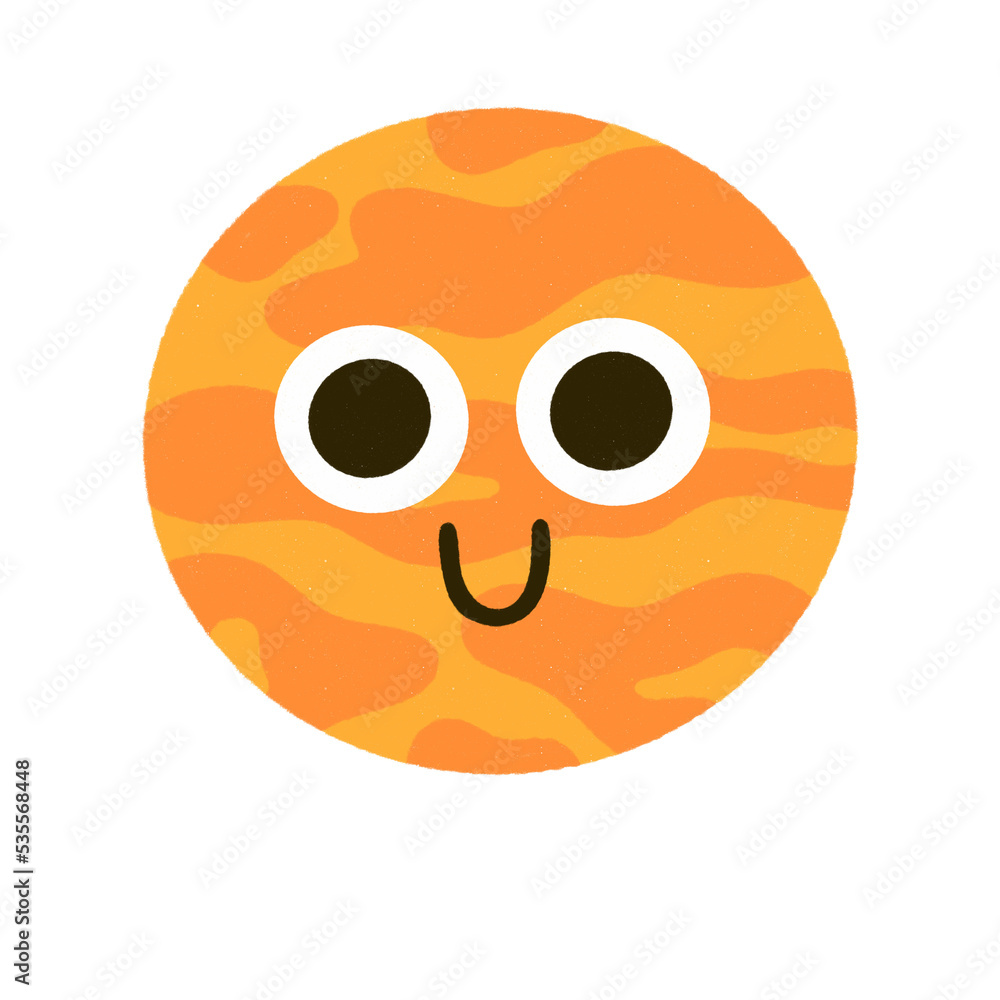 Planet Jupiter cartoon icon.