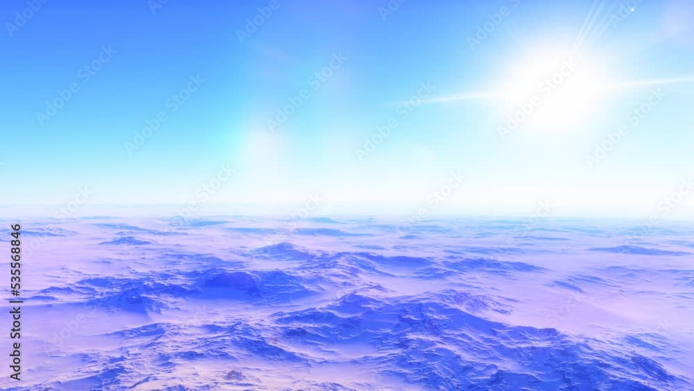 Misty Alien Planet. The rocky desert is covered with thick pink fog Misty Alien Planet. The rocky desert is covered with thick pink fog