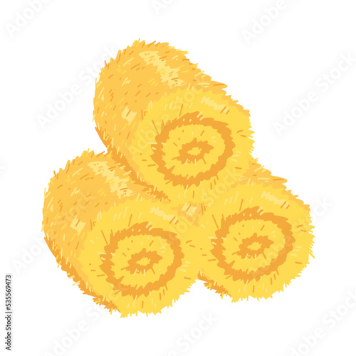 Agricultural haycock in cartoon flat style, rural hay rolled stack, dried farm haystack. Vector illustration of fodder straw