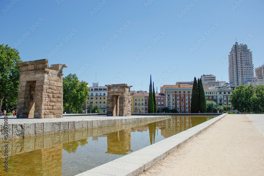 Temple of Debod, an Egyptian monument relocated in the center of Madrid in Parque del Oeste