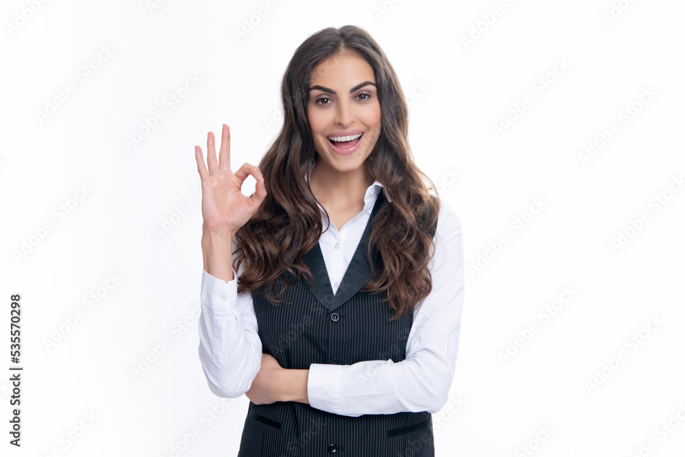 Surprised young woman with ok sign. Portrait of excited amazed gasping girl. Expressive facial expressions. Positive thinking. Female business model face. Surprised young woman with ok sign. Portrait of excited amazed gasping girl. Expressive facial expressions. Positive thinking. Female business model face.