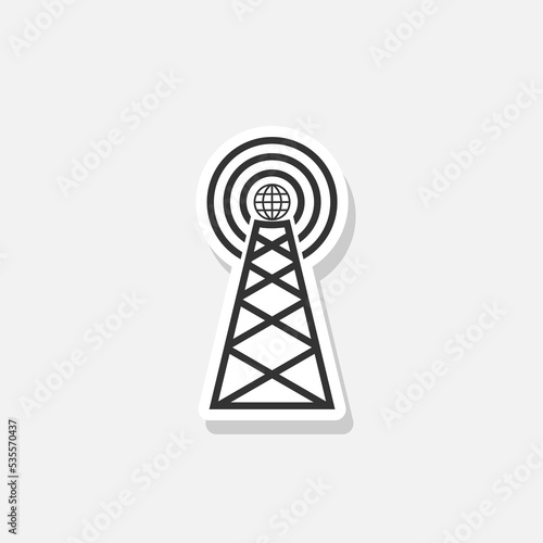 Telecommunication tower icon sticker isolated on white background