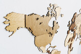 Close-up of the USA and Canada on the map. Map for marking the countries visited by the traveler.