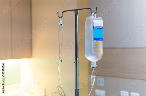 Saline bag for hospital patients, saline close up, health, Saline bottle hanging.