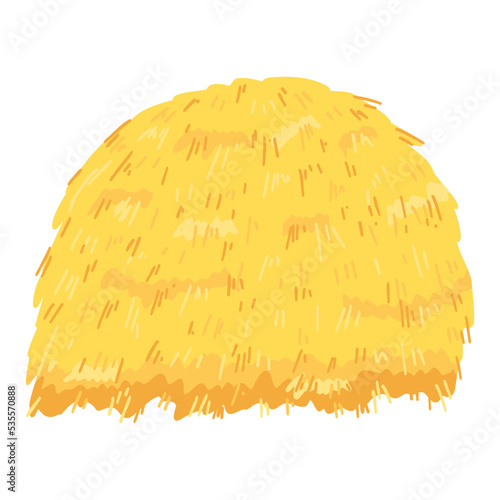 Agricultural haycock in cartoon flat style, rural hay rolled stack, dried farm haystack. Vector illustration of fodder straw