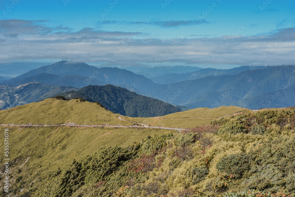Landscape Vew Of Hehuanshan And Qilai Mountains On The Hehuan Shan East Peak Trail, Taroko National Park, Taiwan