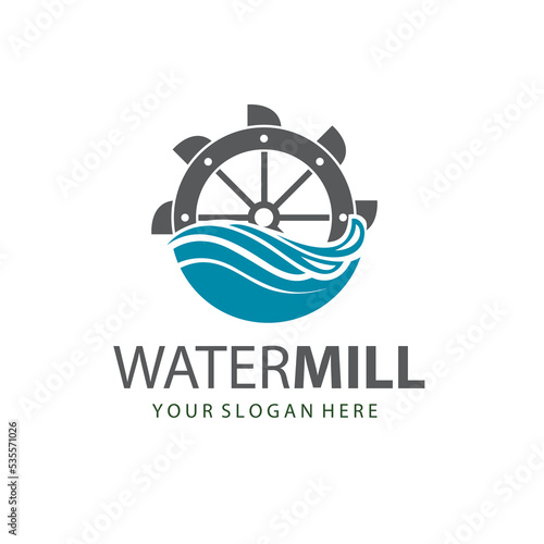 illustration of water mill wheel isolated on white background
