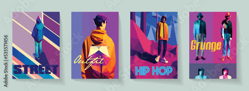 Fashion Apparel Poster and Illustration of Male Model in Abstract Style.