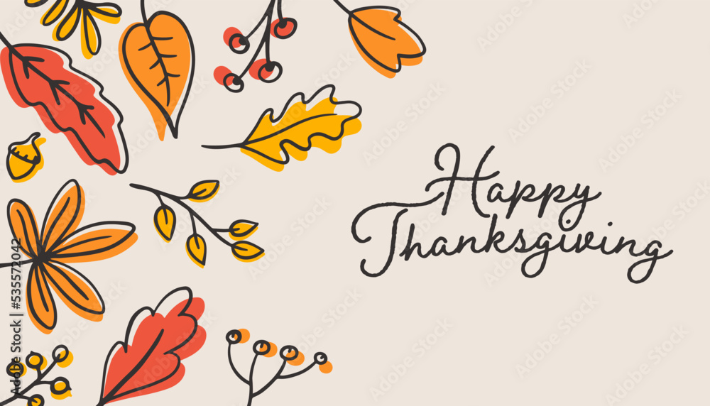 happy thanksgiving vector illustration card greeting decoration leaf fall holiday winter