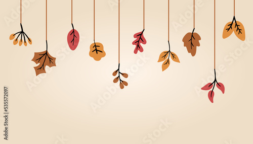 leaves on strings wallpaper winter autumn card greeting vector illustration