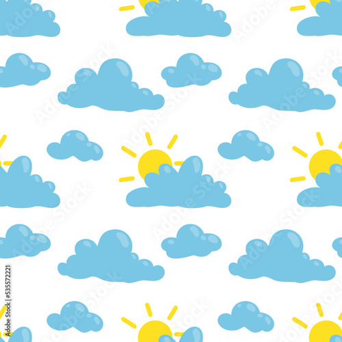 Vector pattern with clouds and sun