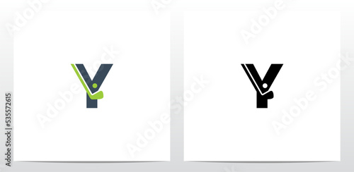 Golf Stick And Ball On Letter Logo Design Y