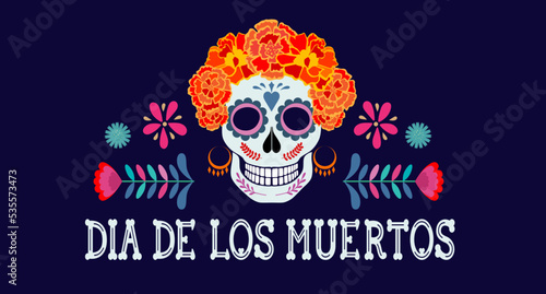 Traditional Mexican Day of the Dead postcard template vector illustration