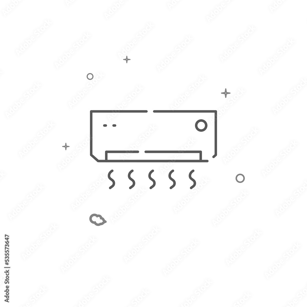 Air conditioning, split system simple vector line icon. Symbol, pictogram, sign isolated on white background. Editable stroke. Adjust line weight. Air conditioning, split system simple vector line icon. Symbol, pictogram, sign isolated on white background. Editable stroke. Adjust line weight.