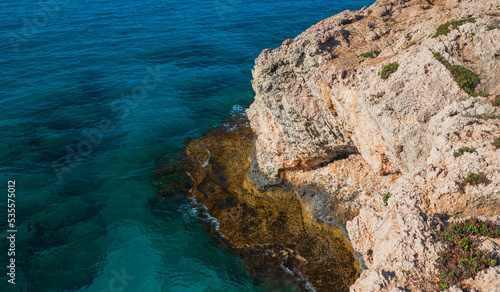 Coastal rocks and lagoon of Mediterranean Sea