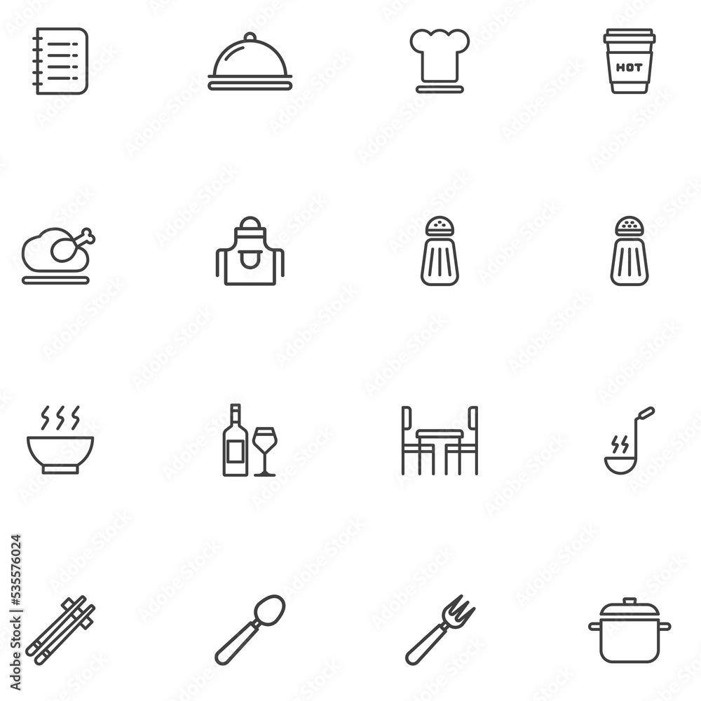 Set of Restaurant Line Icon
