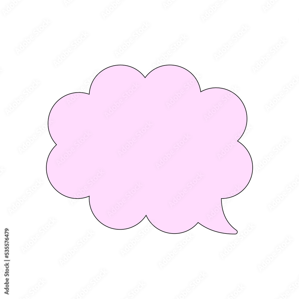 Speech bubble with black outline isolated on white background. Vector illustration