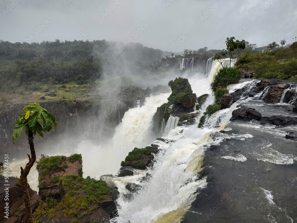 Beautiful view to huge waterfalls in Iguazu Falls Beautiful view to huge waterfalls in Iguazu Falls