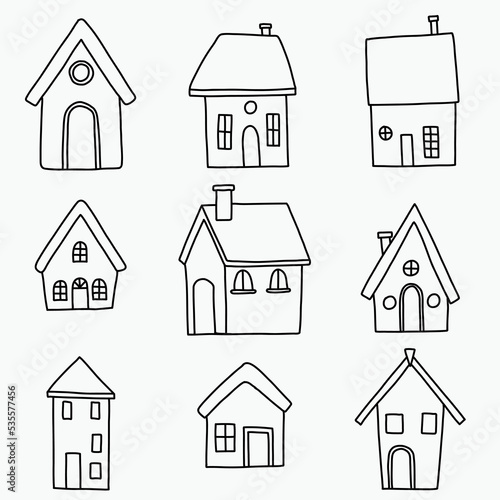 Doodle freehand drawing of a small cottage.