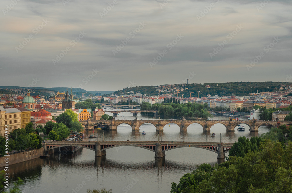 Fascinating view of Prague and Charles Bridge.