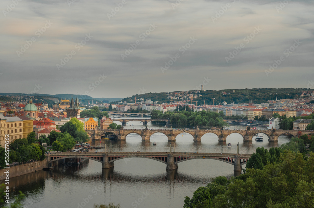 Fascinating view of Prague and Charles Bridge. Fascinating view of Prague and Charles Bridge.