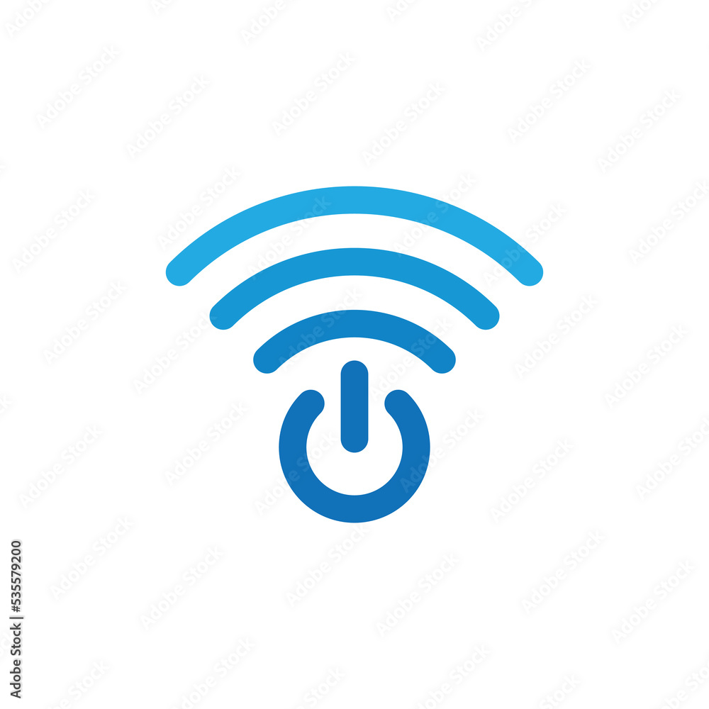 blue wifi signal power button icon logo blue wifi signal power button icon logo