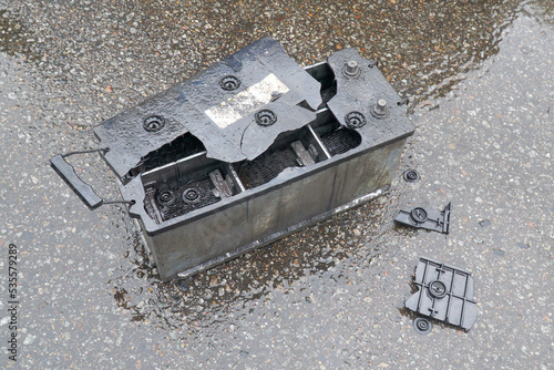   The destroyed battery. The concept of untimely battery maintenance, leading to dangerous consequences.