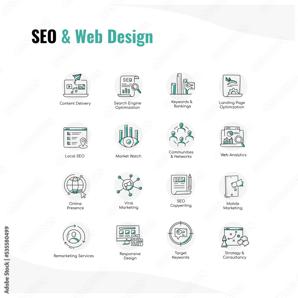 SEO and Web Design Icons.