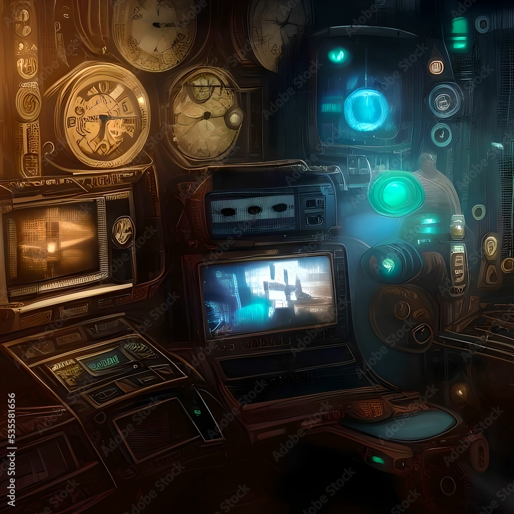 Futuristic unknown alien steampunk machine Futuristic unknown alien steampunk machine